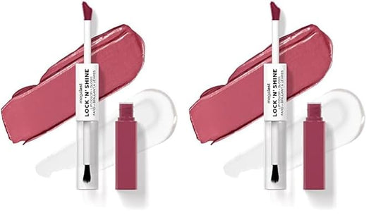 wet n wild Megalast Lock 'N' Shine Lip Color + Gloss Lipstick Pinky Promise (Pack of 2)