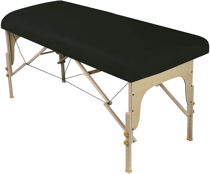 ForPro Professional Collection Premium Microfiber Fitted Sheet for Massage Tables, Ultra-Light, Stain and Wrinkle-Resistant, 36" W x 77" L x 7" H, Black