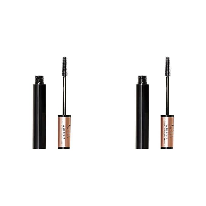 e.l.f. Lash Beats Mascara, Defining & Lengthening Formula for Mega Long Lashes, Creates Natural-Looking Long & Defined Lashes, Black (Pack of 2)