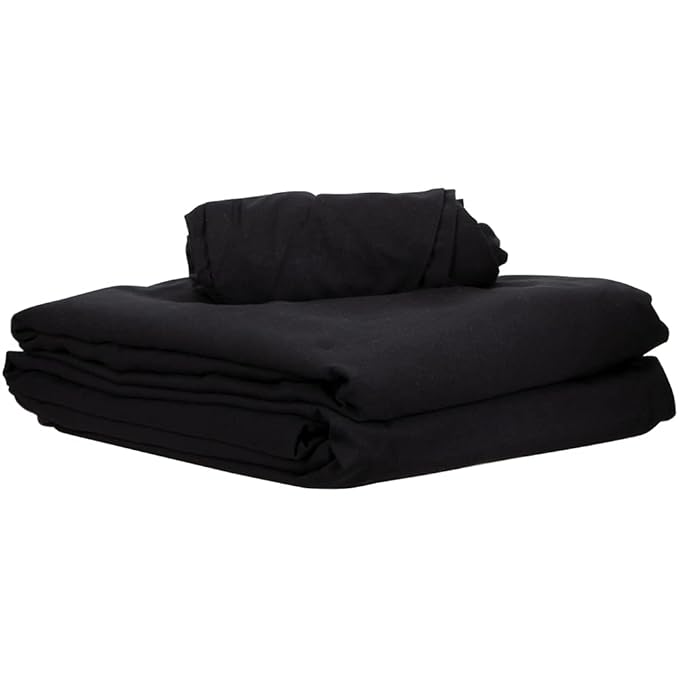 ForPro Professional Collection Premium Microfiber 3-Piece Massage Sheet Set, Black, Ultra-Light, Stain, and Wrinkle-Resistant Includes Massage Flat and Fitted Sheet and Massage Face Rest Cover