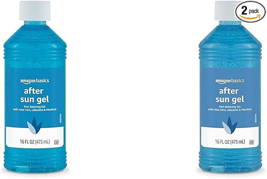 Amazon Basics After Sun Gel with Aloe Vera, Lidocaine and Menthol, 16 Fl Oz (Pack of 2) (Previously Solimo)