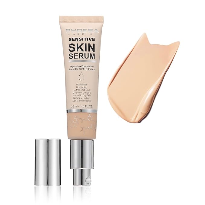 PHOERA Hydrating Serum Foundation,Flawless Full Coverage and Hypoallergenic Nude, norm)