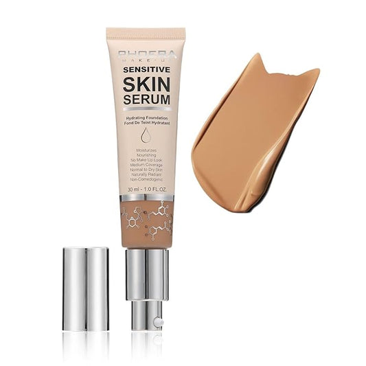 PHOERA Hydrating Serum Foundation,Flawless Full Coverage and Hypoallergenic Sand, norm)