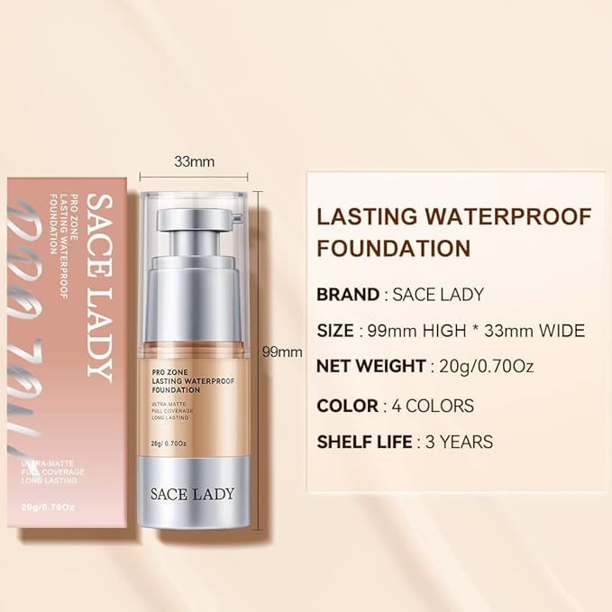 Ultra Matte Liquid Foundation Makeup, Full Coverage Shine 0.7Oz