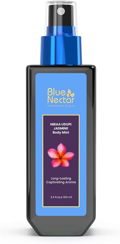 Blue Nectar Niraa Udupi Jasmine Body Mist for Long-Lasting Freshness and Relaxation (3.38 fl oz)