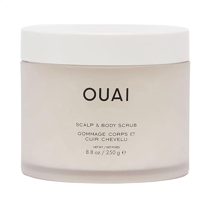 OUAI Scalp & Body Scrub, Melrose Place - Exfoliating Body Scrub with Sugar & Coconut Oil Blend for Smooth, Moisturized Skin - Gentle Scalp Scrub for Removing Product Build Up (8.8 Oz)