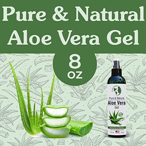 Earth's Daughter Organic Aloe Vera Gel from 100% Pure and Natural Cold Pressed Aloe - Great for Face - Hair - Acne - Sunburn - Bug Bites - Rashes - Eczema - 8 Oz.