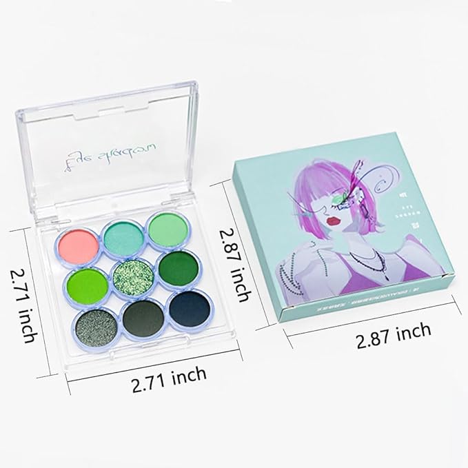 9 Colors Green Olive Matte Shimmer Eyeshadow Palette
