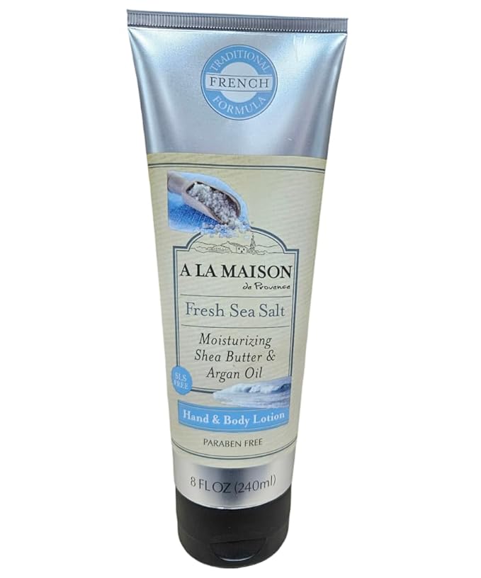 A LA MAISON Moisturizing Lotion, Fresh Sea Salt - Uses: Hand and Body, Argan Oil, Pure Shea Butter, Essential Oils, Plant Based, Cruelty-Free, SLS and Paraben Free (8 Oz, 2 Pack)
