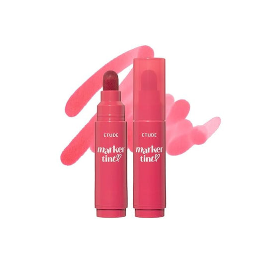 ETUDE Dear Darling Marker Tint #8 Cherry Punch (5g) | Hydrating & Long Lasting Lip Stain | High Pigmented Lip Maker with Easy Drawing Tip | Korean Daily Lip Tint, Korean Makeup, Kbeauty
