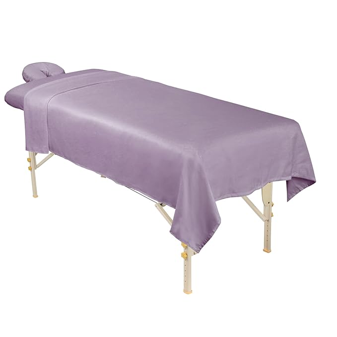 ForPro Professional Collection Premium Microfiber 3-Piece Massage Sheet Set, Lavender, Ultra-Light, Stain and Wrinkle-Resistant Includes Massage Flat and Fitted Sheet and Massage Face Rest Cover