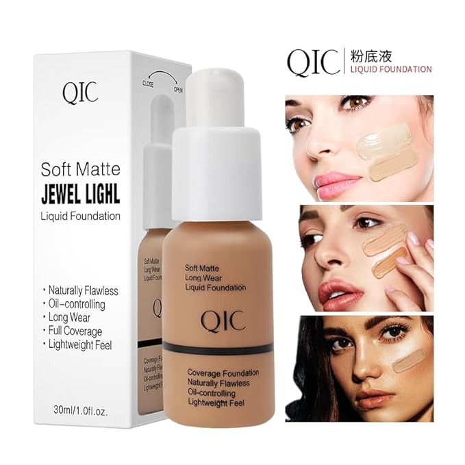 QIC Waterproof Matte Concealer BB Liquid Foundation Cream Buff Beige 30ml