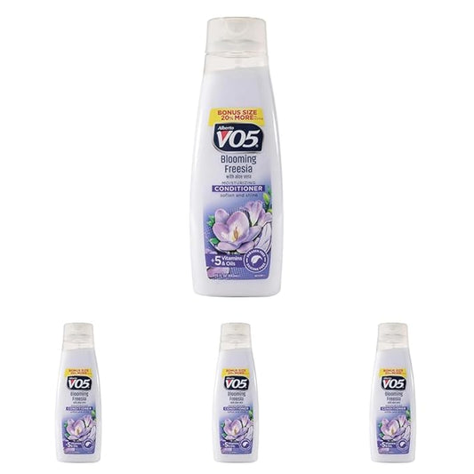 Alberto VO5 Blooming Freesia Revitalizing Conditioner - Hair Conditioner Formulated with Essential Vitamins and Oils - Fresh Floral Fragrance - 15 oz (Pack of 4)