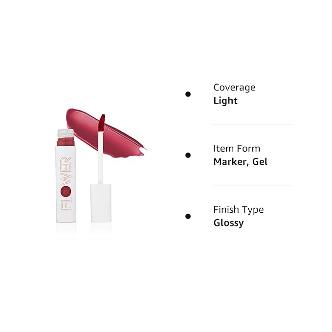 FLOWER BEAUTY By Drew Barrymore Bitten Lip Stain - Long-Lasting Color - Hydrating + Water-Based Formula - Gel-Like Texture - (Tempt)