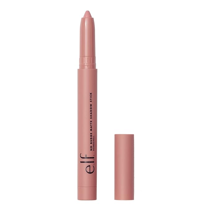e.l.f. No Budge Matte Shadow Stick, One-Swipe Cream Eyeshadow Stick, Long-Wear & Crease Resistant, Matte Finish, Bombshell