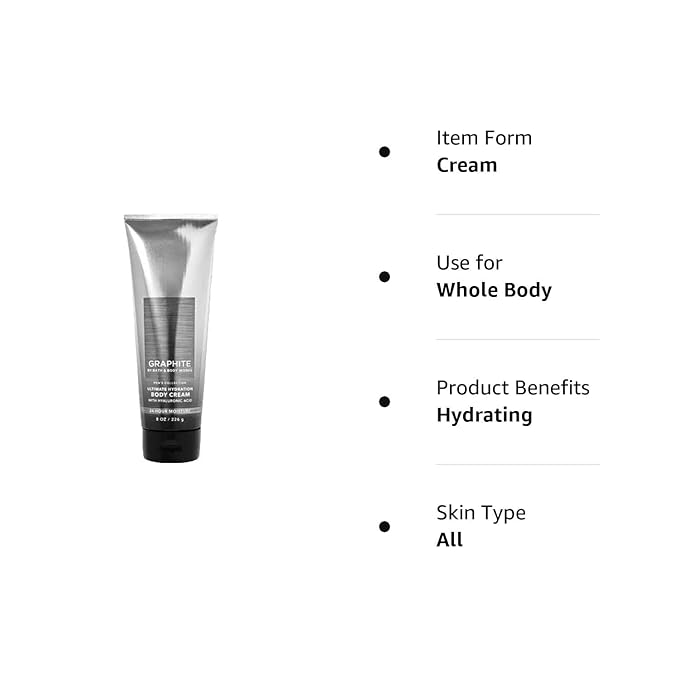 Bath and Body Works Men's Collection Ultimate Hydration Ultra Shea Body Cream 8 Oz 2 Pack (Graphite)