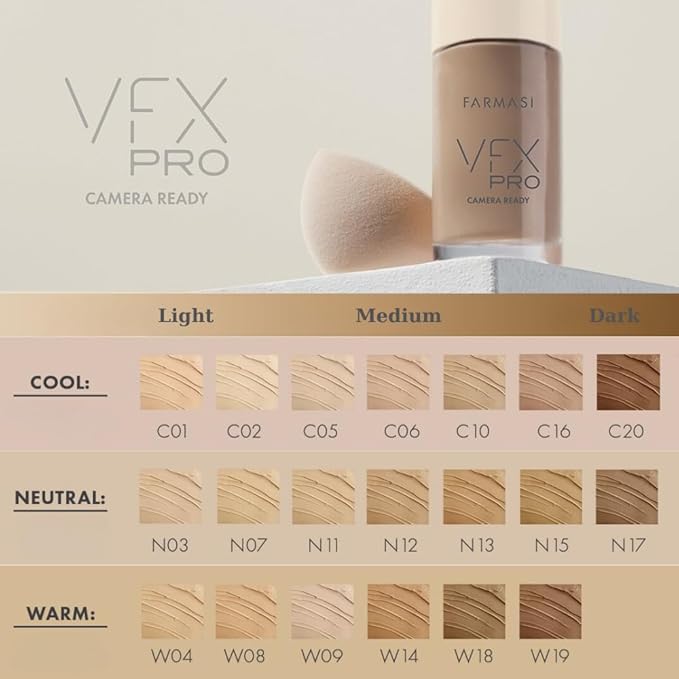 FARMASi Vfx Pro Foundation, Full Coverage Liquid Cream, Dark 20 30 ml