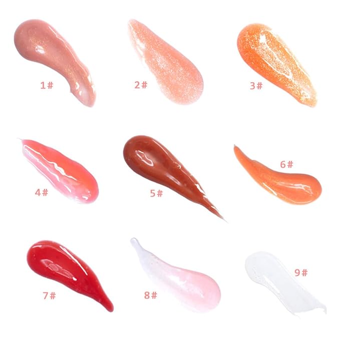 MAEPEOR Plumping Lipgloss 9 Colors Moisturizing Lip Plumper Shiny Jelly Lip Gloss Natural Liquid Lipstick for Women and Girls (High Shine, 07#Warm Rose)