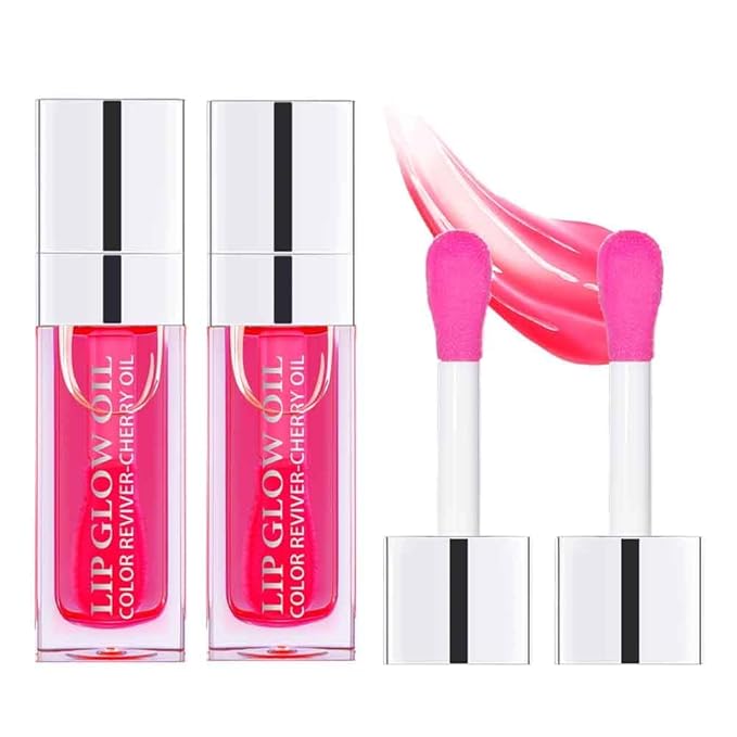 2PCS Lip Gloss Oil Set, Hydrating Lip Oil for Women, Moisturizing Lip Balm for Smooth Lip Lines, Nourishing Lip Treatment for Shiny Lips Essential Lip Care Products