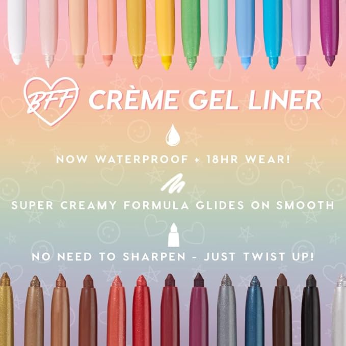Colourpop BFF Crème Gel Liner - Waterproof Gel Eyeliner Pen with a High-Pigment & Buildable Formula - Colored Eyeliner with 18-Hour Wear - Outer Space (0.01 oz)