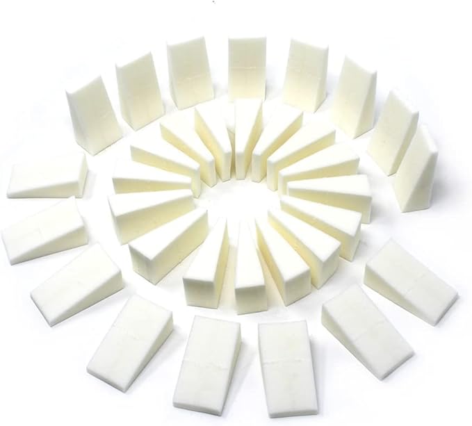 Amazon Basics Cosmetic Rectangular Foam Wedges For Makeup, 32 Count, White (Pack of 2)