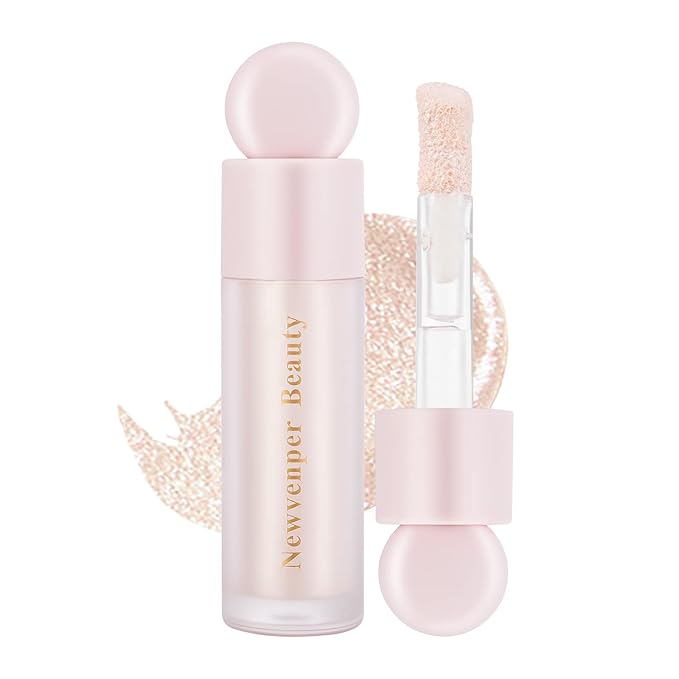 Highlighter with Face Brush Liquid Highlighter with Shimmer