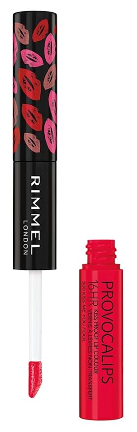 Rimmel London Provocalips 16hr Kiss-Proof Lip Color - Two-Step Liquid Lipstick to Lock in Color and Shine - 500 Kiss Me You Fool, .14 fl.oz.
