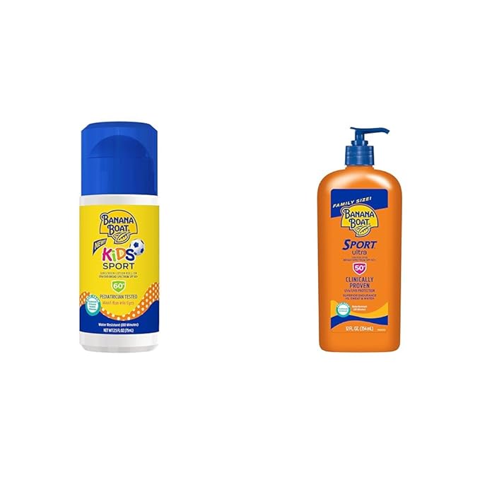 Banana Boat Kids Sport Sunscreen Roll On SPF 60, 2.5oz and Banana Boat Sport Ultra Sunscreen Lotion SPF 50, 12oz