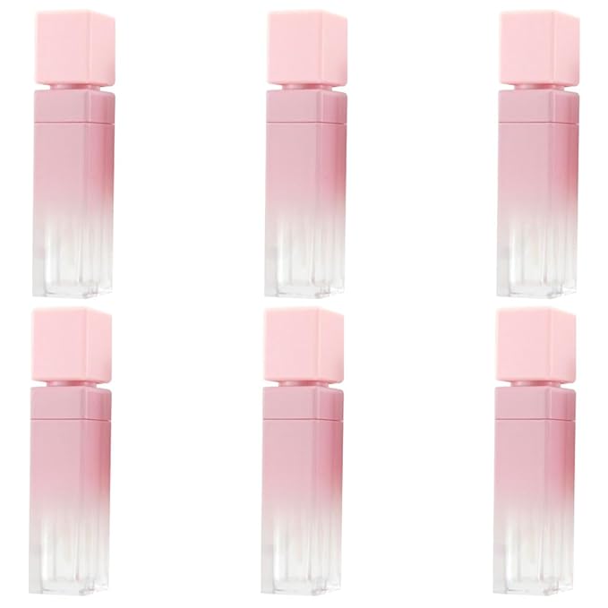 FZBNSRKO 6Pcs Gradient Pink Lip Gloss Tube Vial Empty Refillable Lipstick,Lip Gloss DIY Makeup Lipstick Tube Feminine Products,8ml