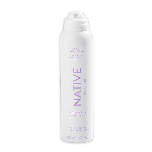 Native Deodorant & Body Spray Contains Naturally Derived Ingredients | Deodorant for Women and Men, All Day Odor Protection, Aluminum and Hydrocarbon Propellant Free | Lilac & White Tea
