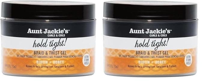 Aunt Jackie's Curls & Coils Biotin + Honey Hold Tight Braid & Twist Gel with Extra Firm Hold, 7.5 oz (Pack of 2)