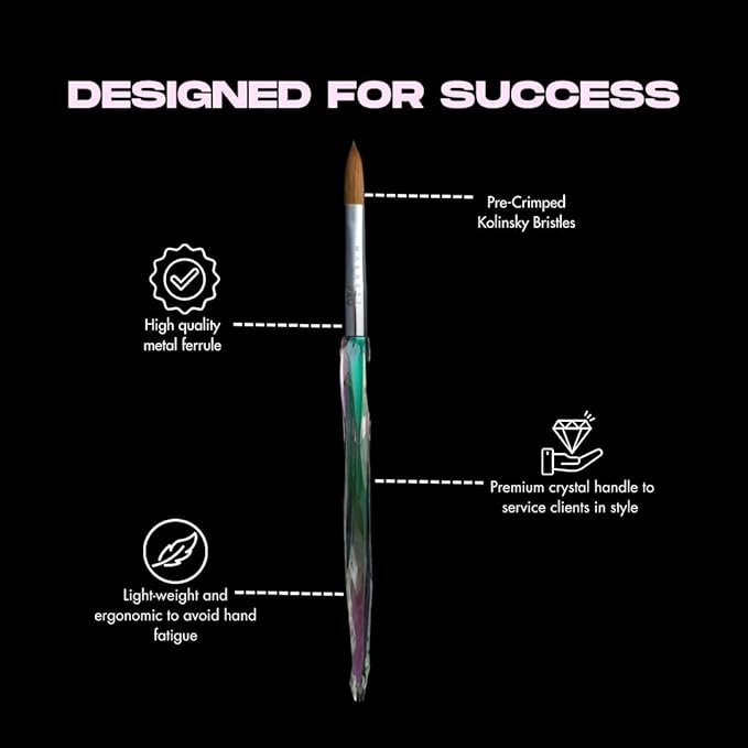 Crimped professional kolinsky nail brush