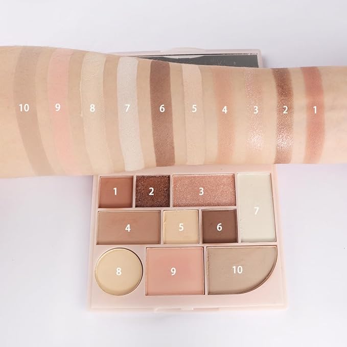 Shimmer Matte Eyeshadow Palette.Longwearing Highly Pigmented Natural Beige