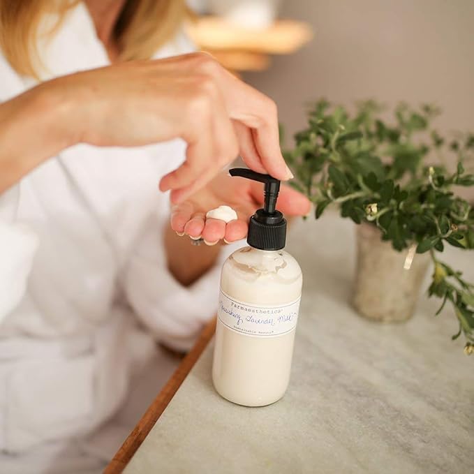 Farmaesthetics Nourishing Lavender Milk Face and Body Lotion (8oz) | Ethically Sourced Sustainable Beauty | Clean, All Natural, Small Batch Skincare