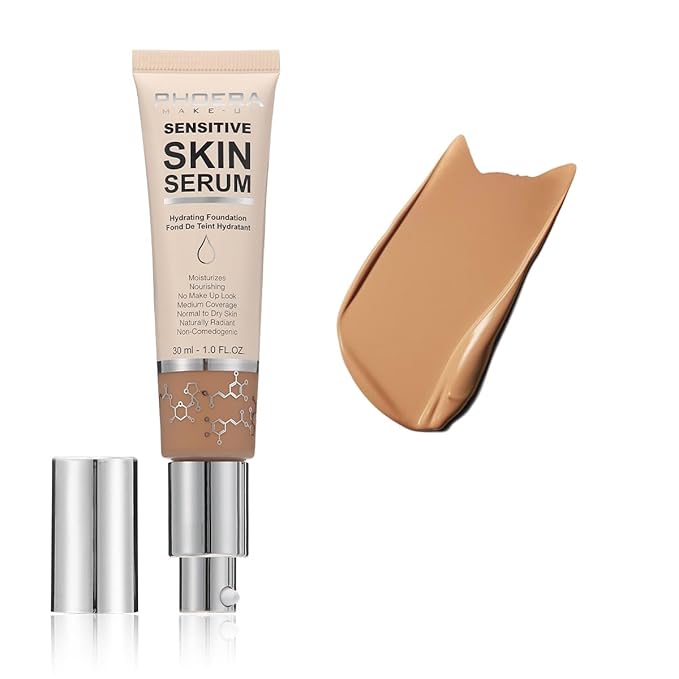 PHOERA Hydrating Serum Foundation,Makeup Base Foundation Hypoallergenic and