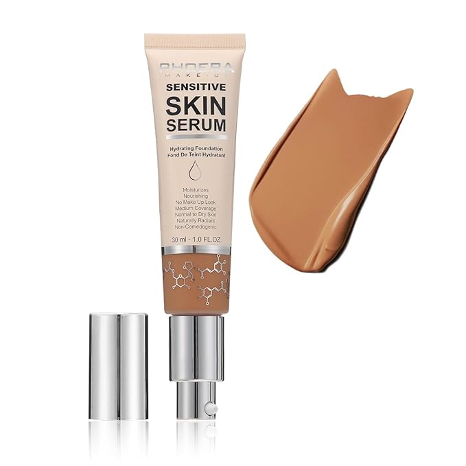 PHOERA Hydrating Serum Foundation,Flawless Full Coverage and Hypoallergenic Tan, norm)
