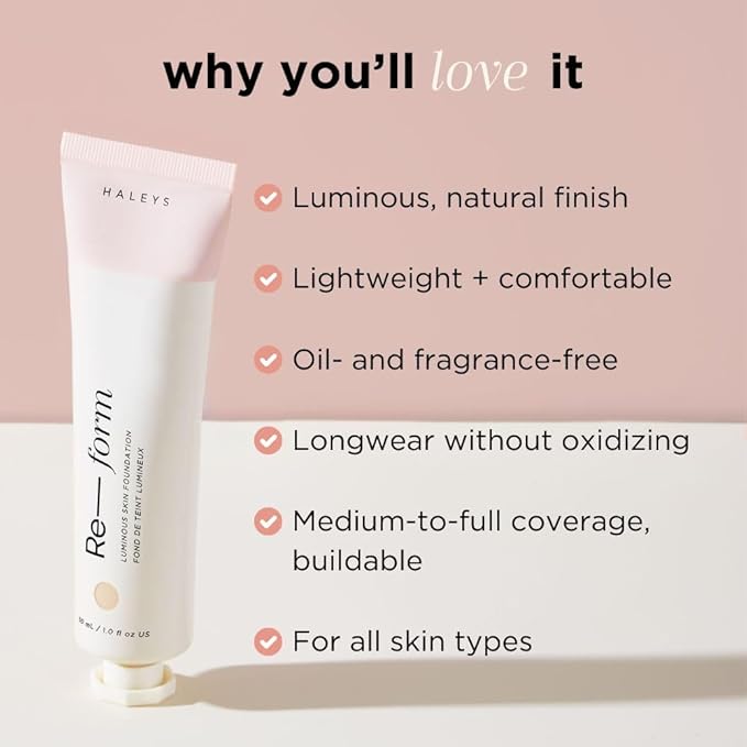HALEYS Re-form Luminous Skin Foundation, VEGAN + CRUELTY-FREE, types (2.15)