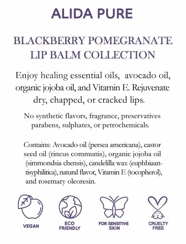 Blackberry Pomegranate Lip Balm Collection, Vegan Lips,
