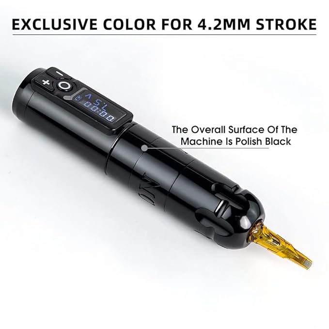 Ambition Soldier Rotary Battery Pen Tattoo Cartridge Machine with 2400mAh Wireless Power Coreless Motor Digital LED Display Tattoo Equipment Supply for Tattoo Artists (Polish Red)