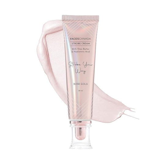 Strobe Cream - Rose Gold | with Shea Butter & Hyaluronic Acid | Hydrating & Illuminating Makeup | for Radiant Dewy Skin | 1.01 Fl Oz (30ml)