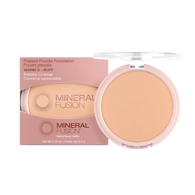 Mineral Fusion Pressed Powder Foundation, Warm 2 - Hypoallergenic, Cruelty-Free, 0.32 Oz