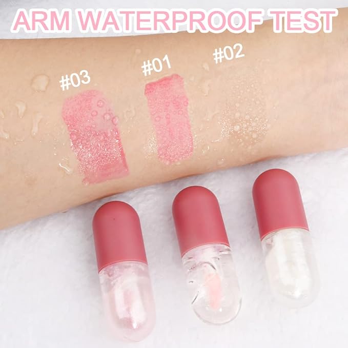 evpct 3Pcs Mini Clear Color Changing PH Tinted Lip Gloss Set for Women Girls 10-12 Pink Mood Lip Oil Gloss Balm Tint Stain Glaze Pack Hydrating Moisturizer Lipstick Magic labiales magicos,0.14fl.oz*3