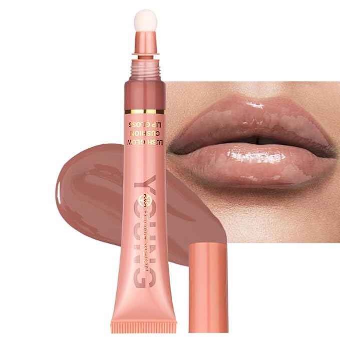 YOUNG VISION Hydrating Liquid Lipstick & Gloss Tint, Oil Infused, Cushion & Puff Applicators, Versatile Nude to Red Shades,Labial Liquido & Brillo Labial