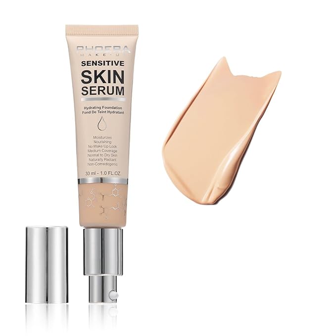PHOERA Hydrating Serum Foundation,Flawless Soft Full Coverage Hypoallergenic