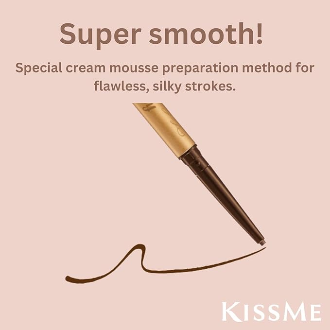 Heroine Make by KISSME Soft Define Waterproof Cream Pencil Eyeliner, Long-Lasting Natural Shades, 0.1g Punched Oval Core, 01 Natural Brown, 0.01oz