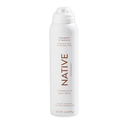 Native Deodorant & Body Spray Contains Naturally Derived Ingredients | Deodorant for Women and Men, All Day Odor Protection, Aluminum and Hydrocarbon Propellant Free | Coconut & Vanilla