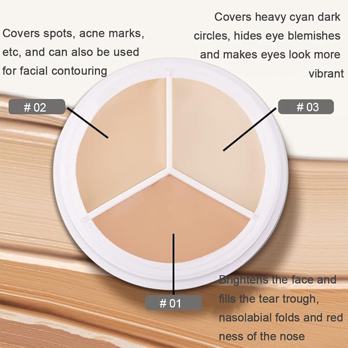 2pcs Tri-color Face Concealer Contour Palette With Brush Light