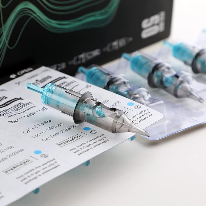 STIGMA Aquamarine Knight Bugpin Tattoo Cartridges Assorted (1003RS 1005RS 1009RS 1003RL 1005RL) Tattoo Cartridge Needles 50pcs of Round Liner/Round Shader 0.3mm RL+RS EN02B-50KIT-Y