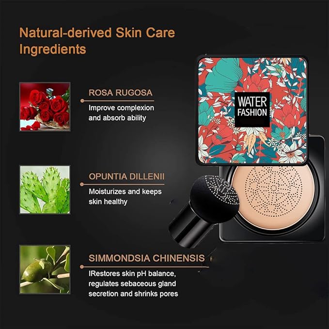 Air Cushion CC Cream Mushroom Head Foundation Air Waterproof-Natural 2Pack