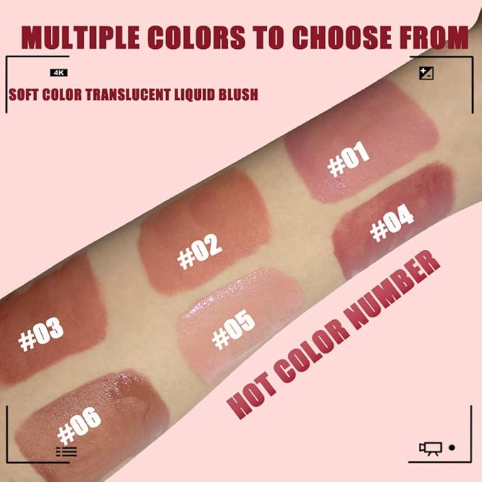 Lightweight Liquid Blush,Wearing Skin Tint Blush Makeup for Natural Flush
